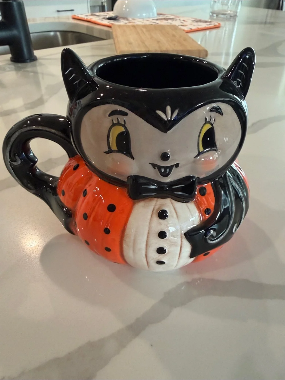 Black & Orange bat Pumpkin Ceramic Mug - Home Accents